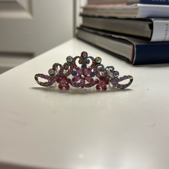 Soho Crystal Hair Comb with pink floral details - never worn Soho Crystal Hair Comb with pink floral details - never worn main image 2